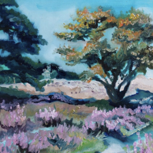 plein air schilderij van de Hilversumse heide nabij het Bluk